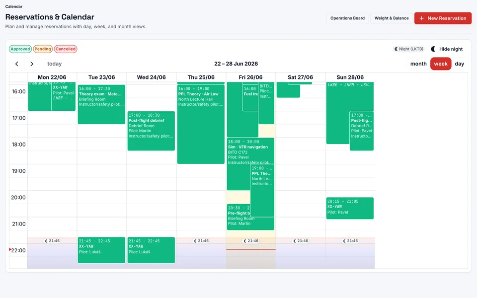 Night-aware calendar